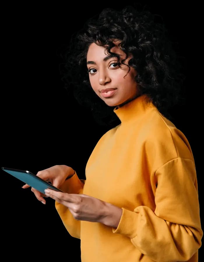 Young lady holding a tablet